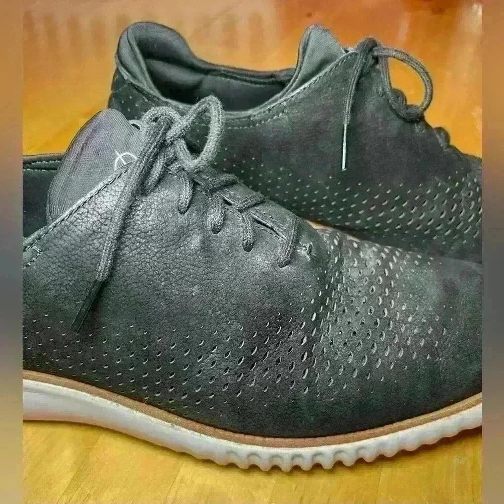 Cole Haan Men’s 2.Zero Grand Laser Wingtip Oxfords 〰️ Lace Up Suede Black 〰️ 10 - Picture 3 of 9